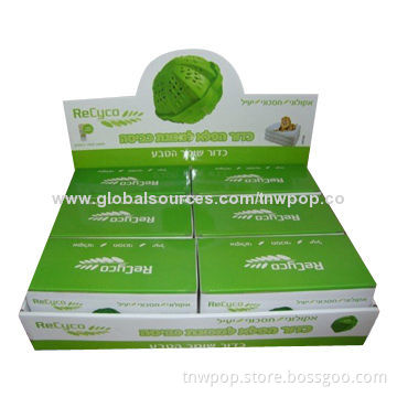 POP Counter Display, Header Card Can Folded Forward as Cover of Box, Customized Sizes and Designs